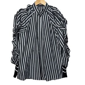 Maggie Marilyn Top Blouse Button Down Women's Size 8 Striped Maximalist Eclectic